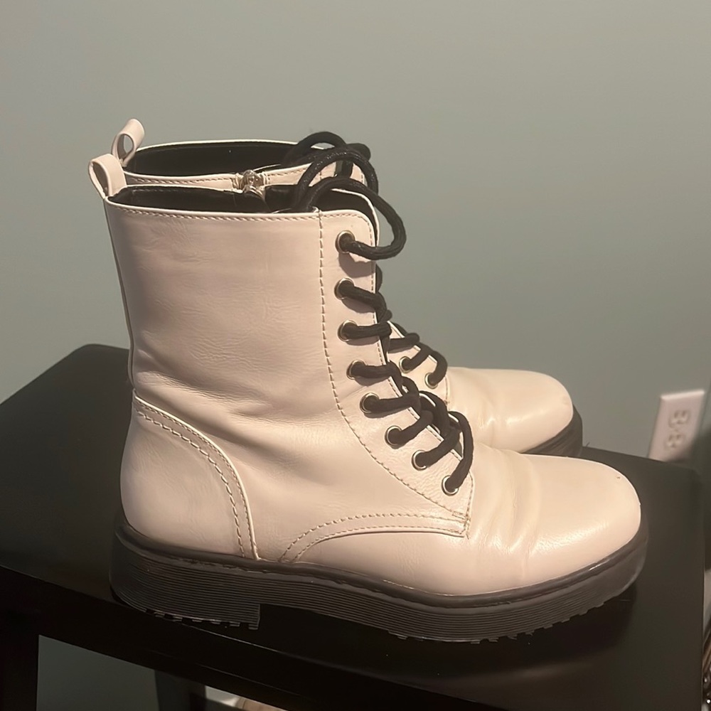 White Combat boots